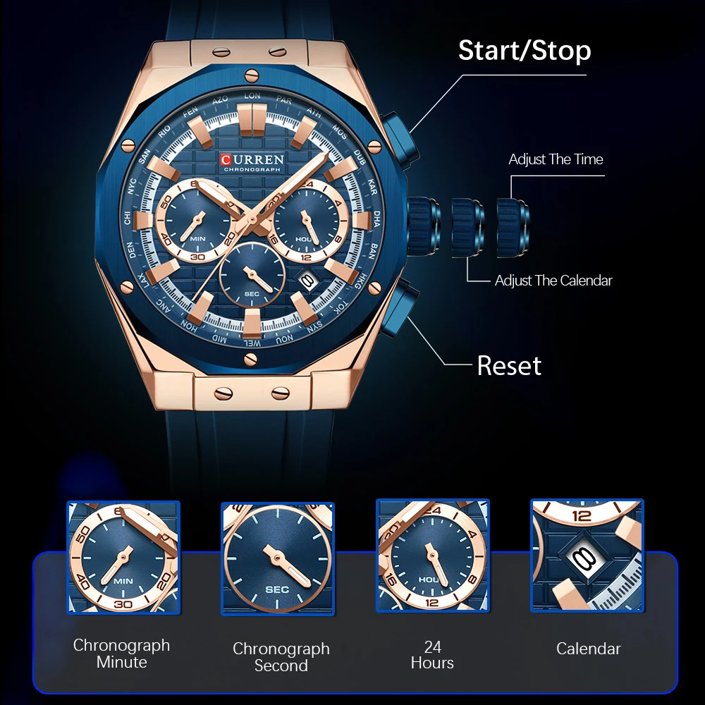 CURREN 럭셔리 브랜드 하이 퀄리티 크로노그래프 야 - Luxury Watch Maker 리뷰 및 가격
